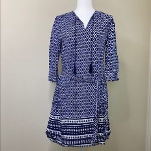 Beachlunchlounge blue & white print tie dress